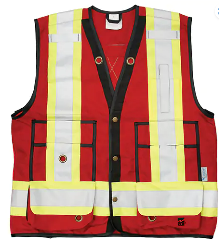 Veste d'arpenteur, Rouge, Grand, Polyester, CSA Z96-15 classe 1 - niveau 2